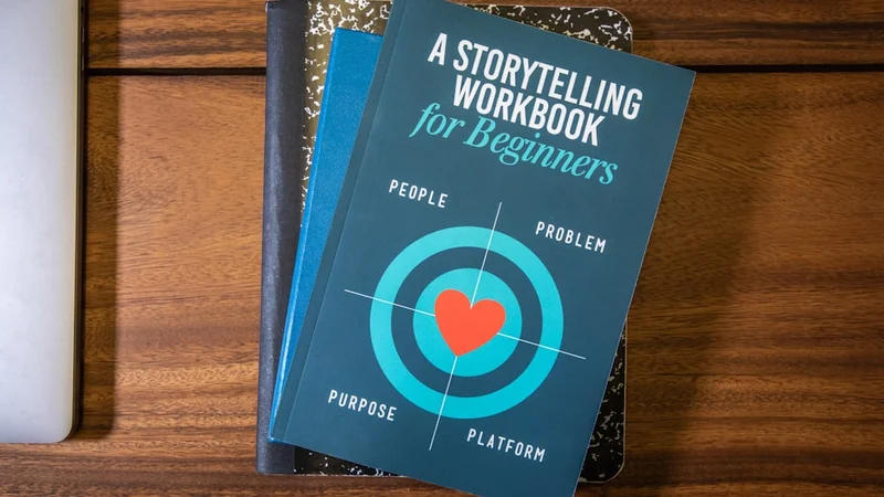 Stack of communication and storytelling books beside a morning coffee, desk with natural light