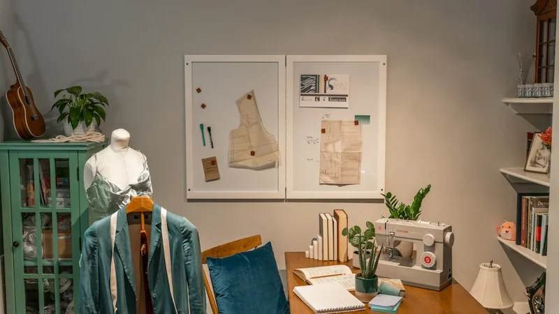 Simple analog workspace — a notebook, a pen, and a cup of coffee, no screens visible, inviting handwritten creative work