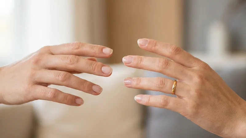 Two people in genuine conversation over coffee, warmth and connection visible