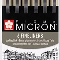 SAKURA Pigma Micron Fineliner Pens — Set of 6, Assorted Point Sizes, Archival Black Ink